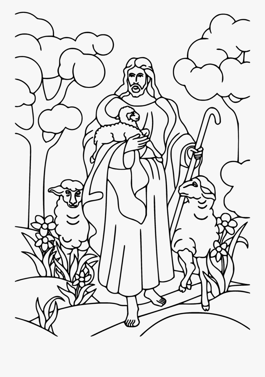 Art,human,monochrome - Lord Is My Shepherd Colouring, Transparent Clipart
