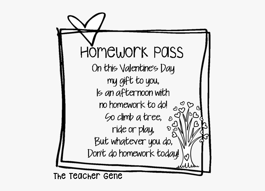 Thanksgiving No Homework Pass Spring Essay For You - Valentine's Day Homework Pass, Transparent Clipart