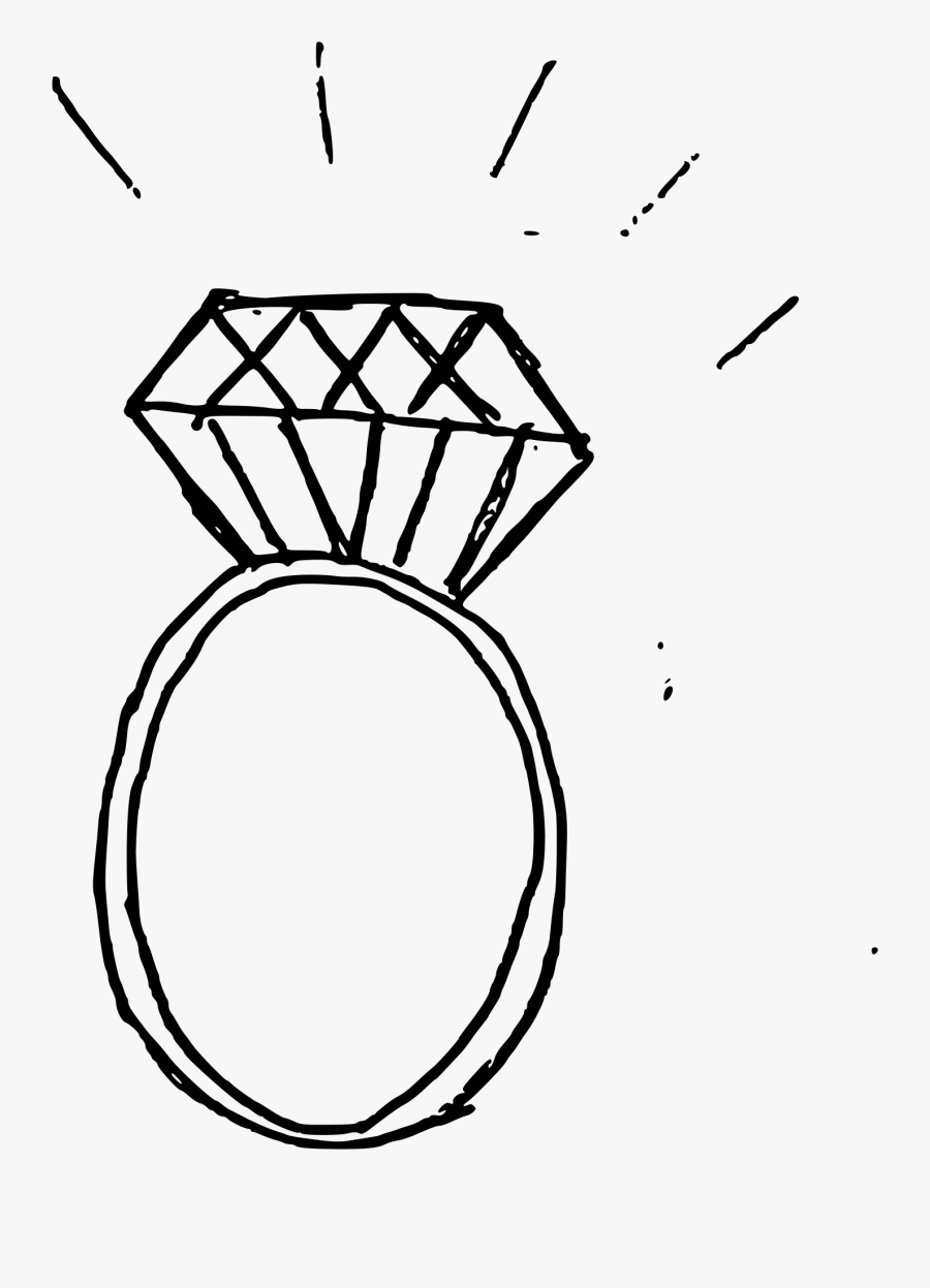 Diamond Clipart Bling - Engagement Ring Drawing Png, Transparent Clipart
