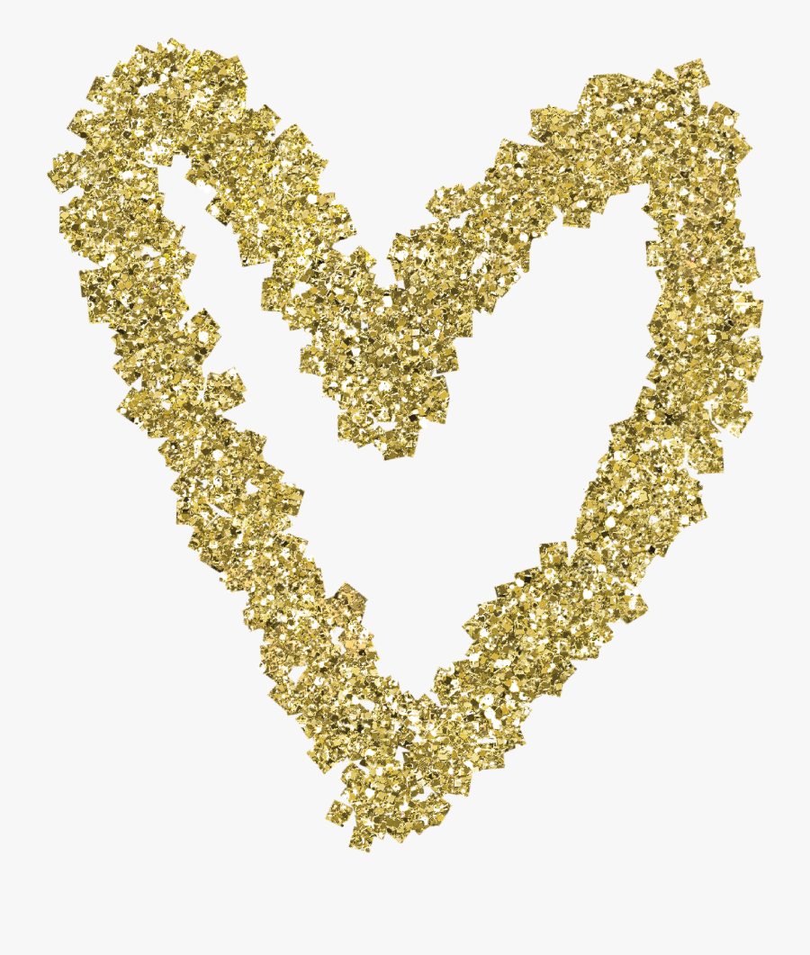 Gold Glitter Heart Web Flair Graphic - Gold Glitter Heart Clipart, Transparent Clipart