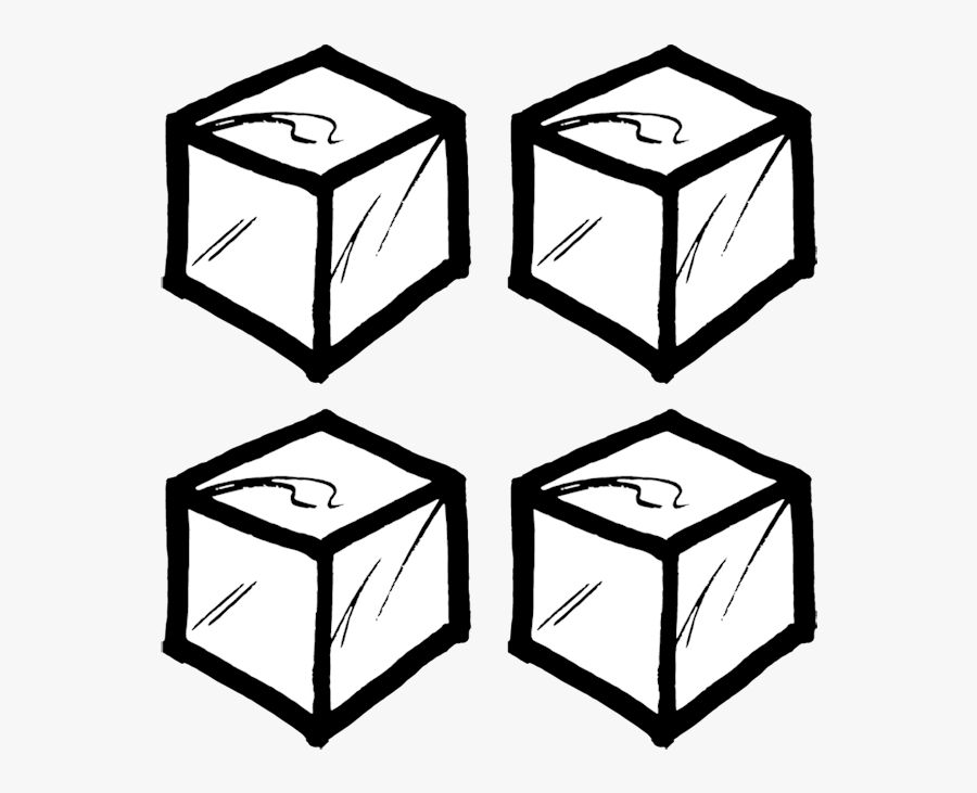 Clip Art Ice Cube Vector - 4 Cubes Clipart Black And White, Transparent Clipart