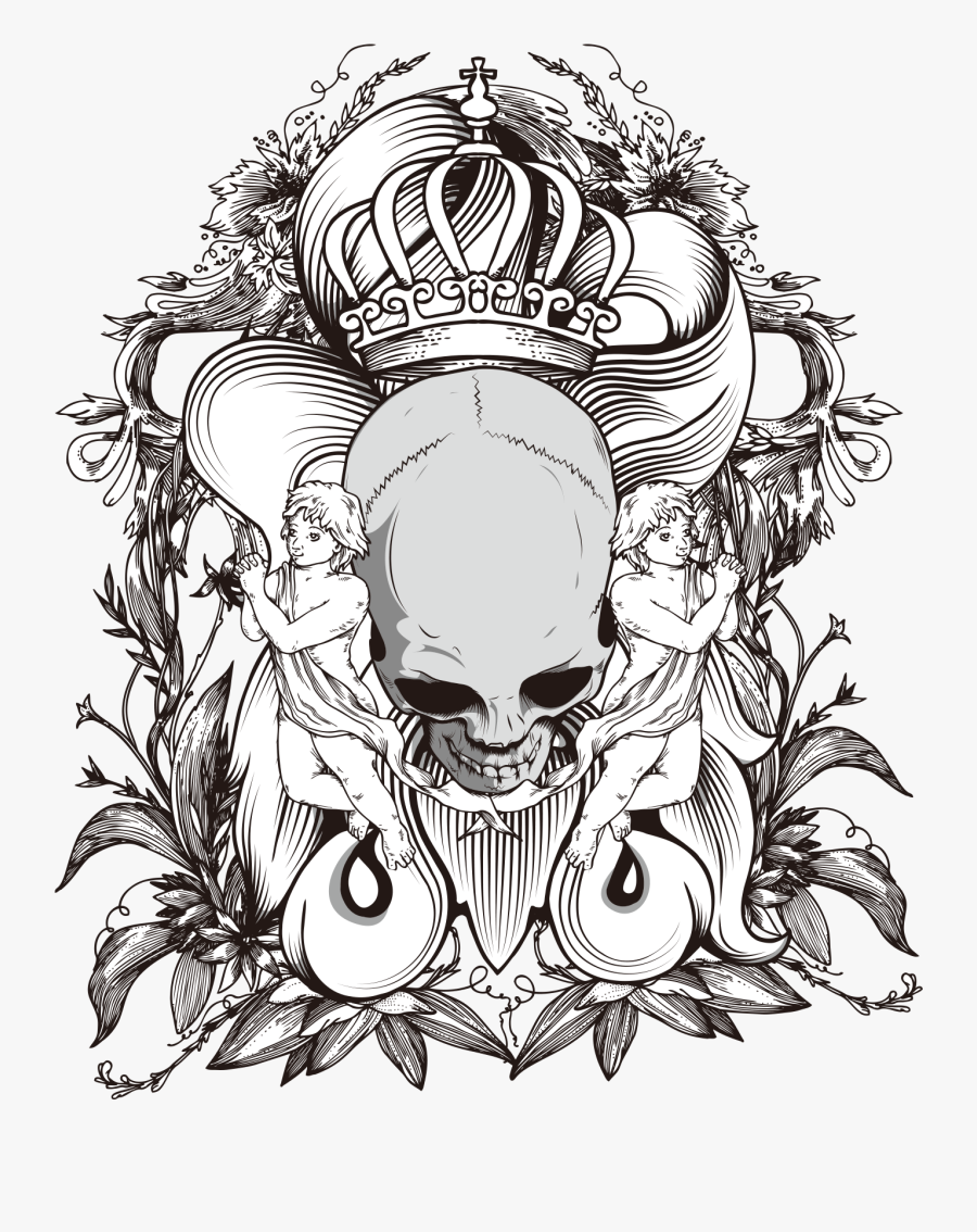 Angel Drawing Head For Free Download - Devil And Angel Drawing, Transparent Clipart