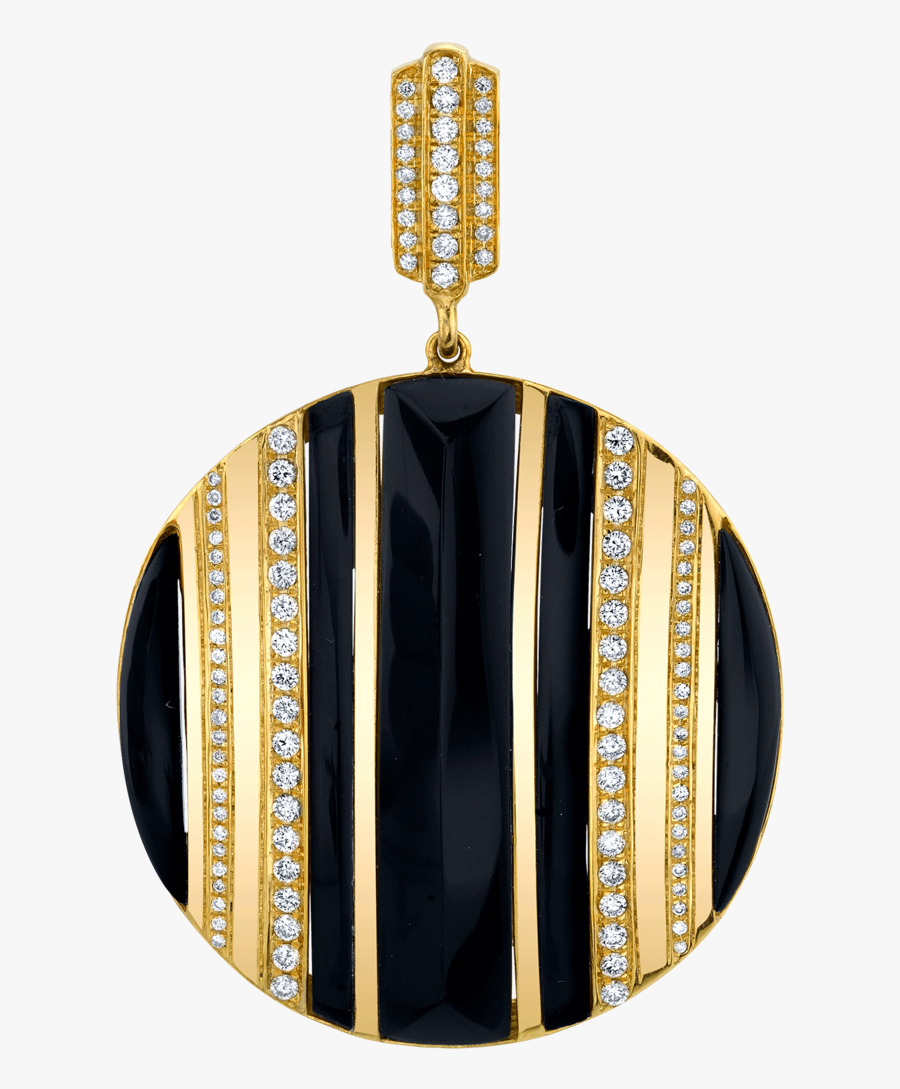 Diamond And Onyx Carved Medallion Earring - Locket, Transparent Clipart