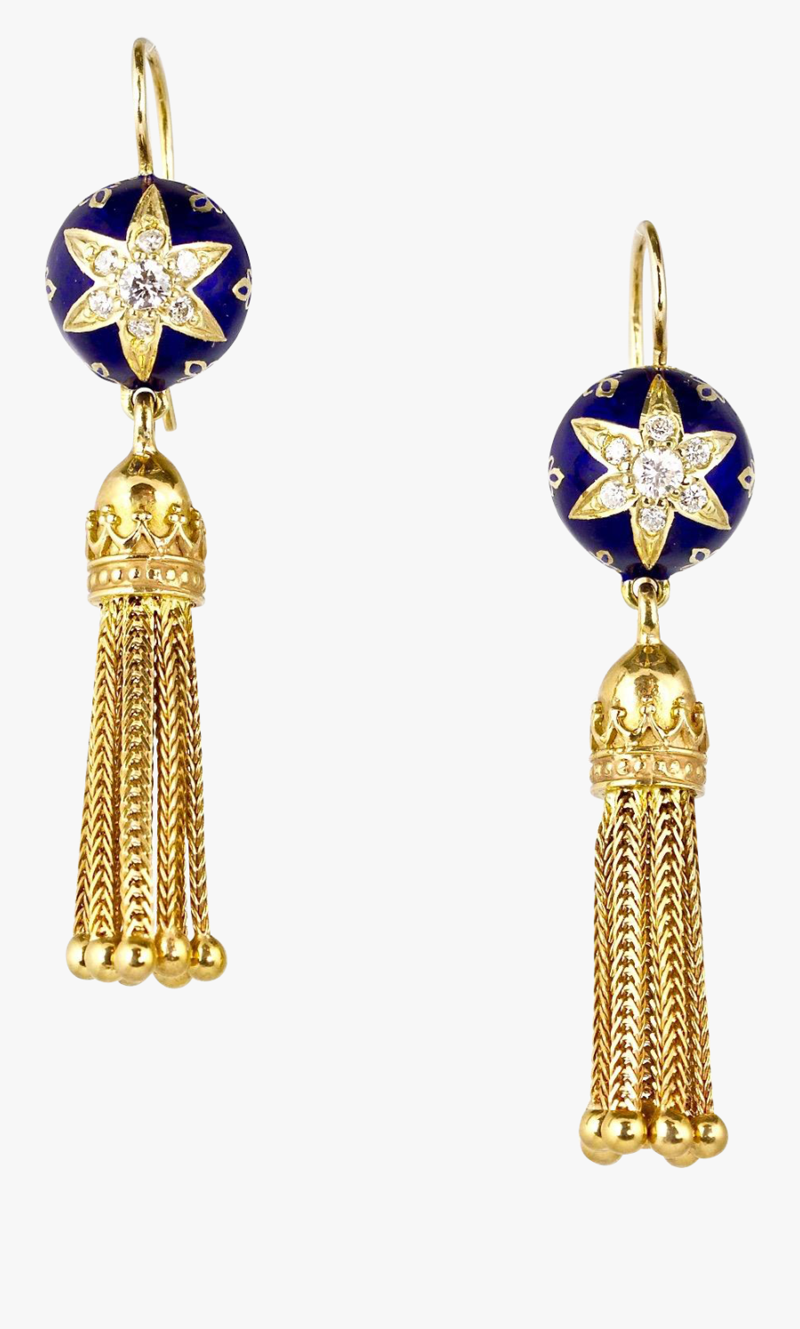 Stunning Long Victorian Style Gold Diamond Tassel Earrings - Earrings, Transparent Clipart