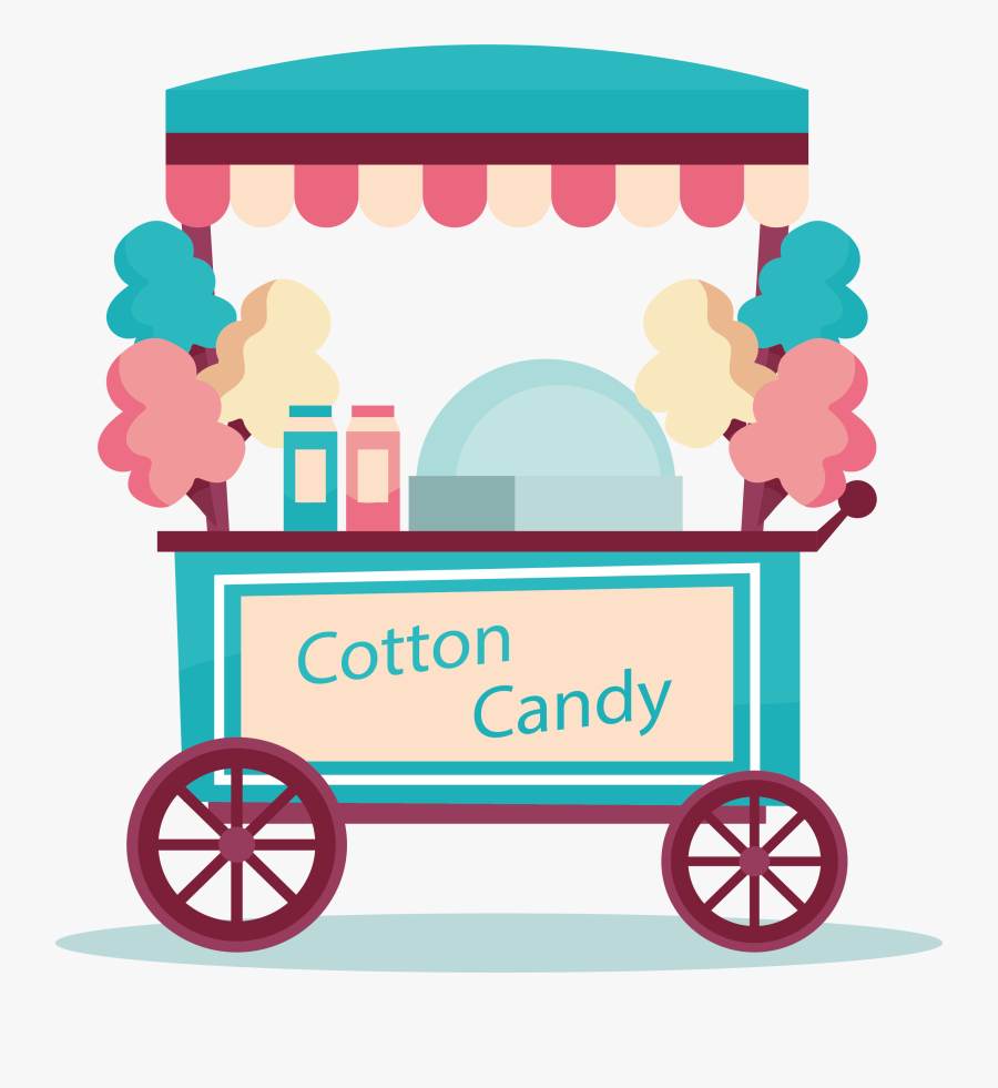 Transparent Candy Cane Clip Art - Cotton Candy Cart Clipart, Transparent Clipart