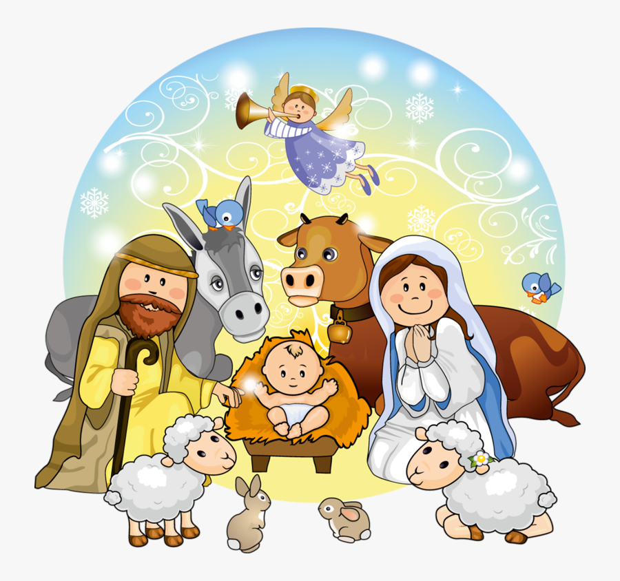 Manger Scene Clipart - Cute Christmas Nativity Clipart, Transparent Clipart