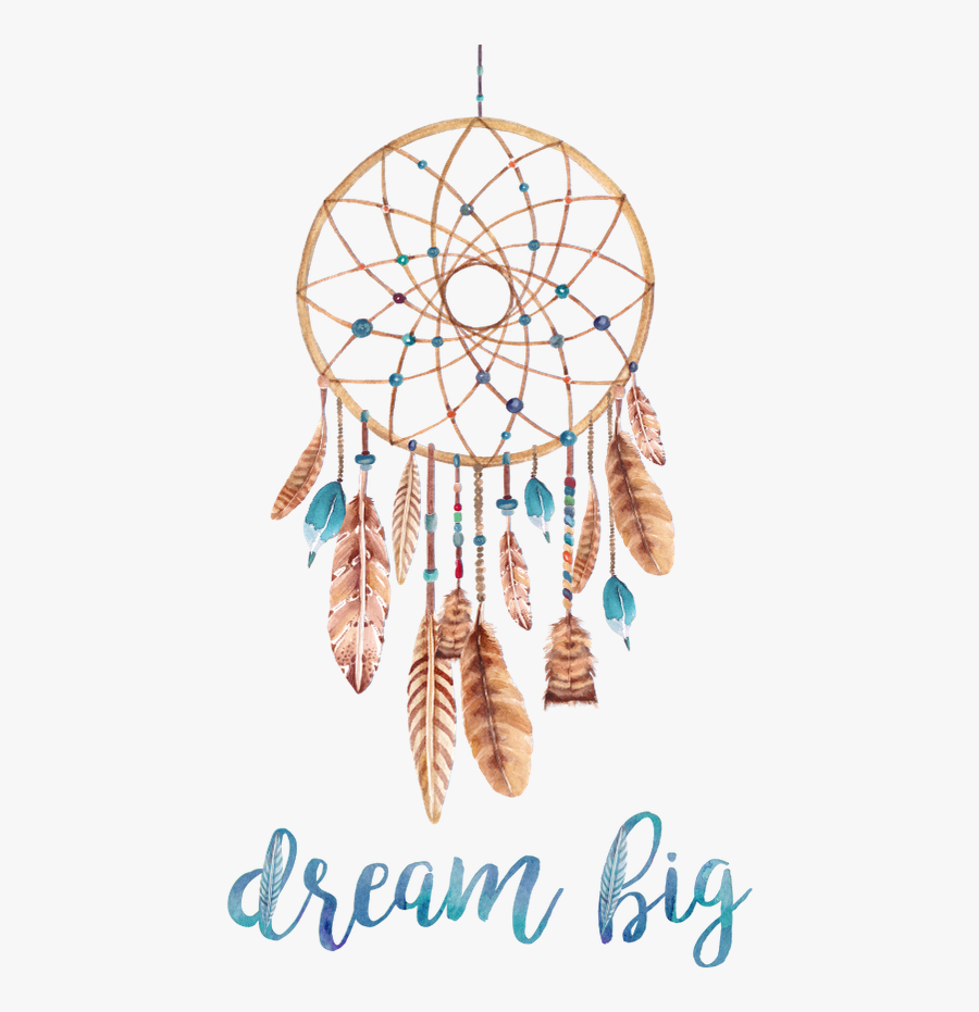 A Motivational Bohemian Art Print That Says Dream Big - Boho Dream Catcher Png, Transparent Clipart