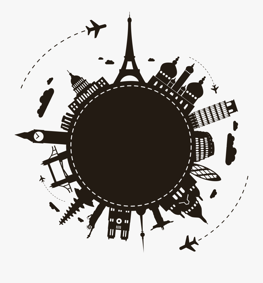 Silhouette Package Travel Agent Tour Earth Clipart - Study In Abroad Vector, Transparent Clipart