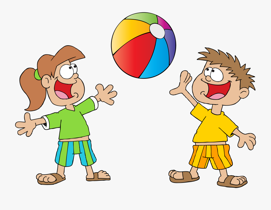Beachball Clipart Child Beach - Children Playing Ball Clipart, Transparent Clipart