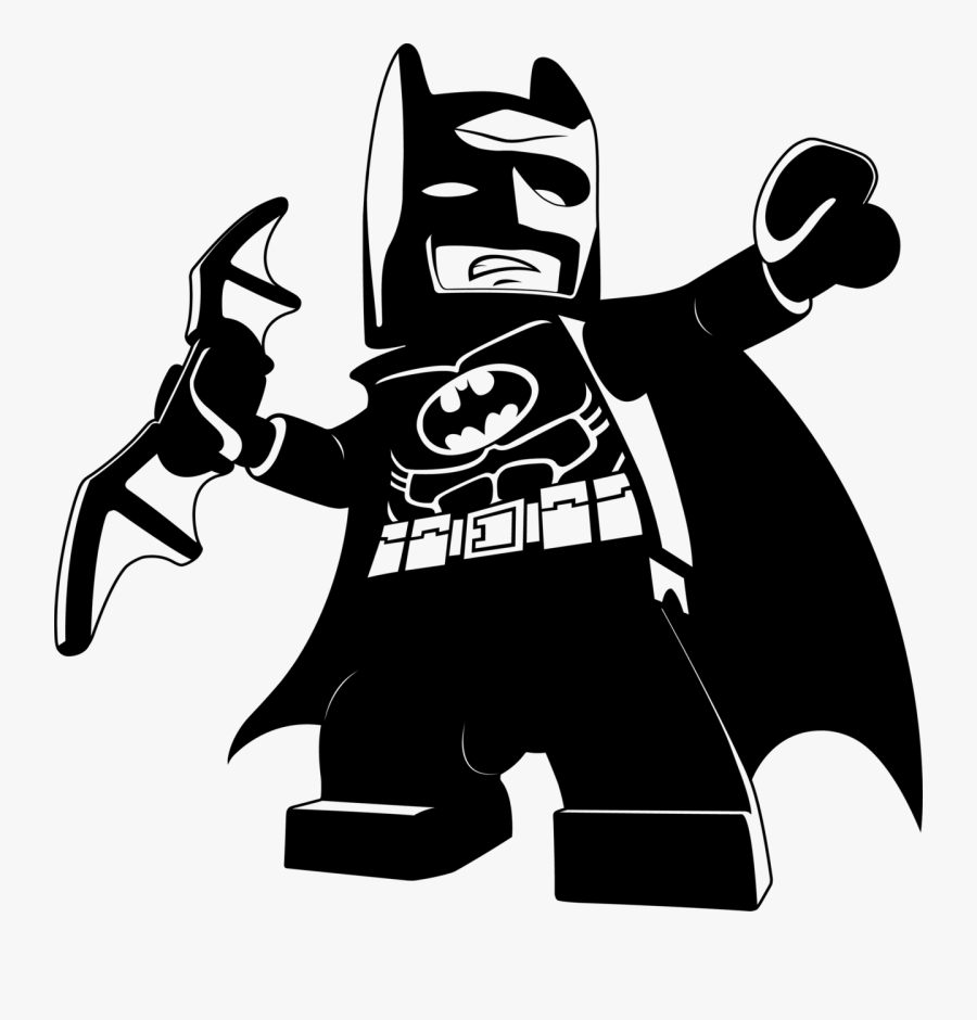 Batman Clipart Legoman - Lego Batman Black And White, Transparent Clipart