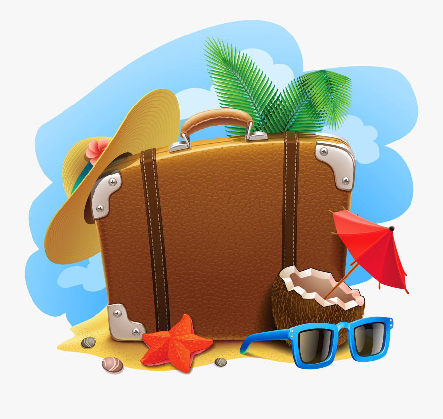 Decorative Summer Picture Travel Vacation Suitcase - Vacation Clipart Png, Transparent Clipart