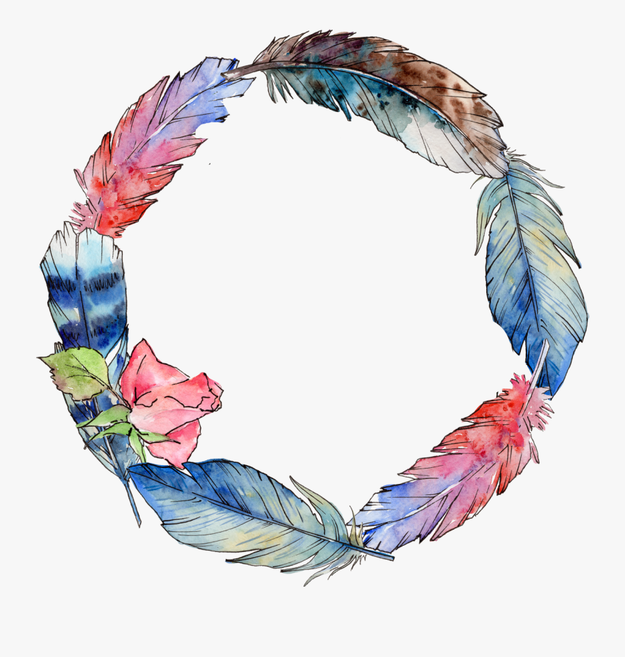 Circle Feather Frame Transparent Background, Transparent Clipart