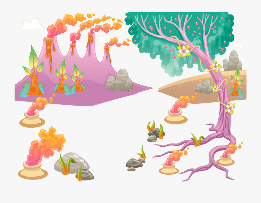Volcano Clipart Homemade - Paisaje Prehistorico Freepik, Transparent Clipart