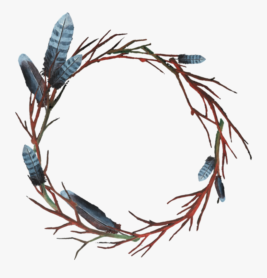 Circle Feather Frame Border Flower - Transparent Feather Circle Png