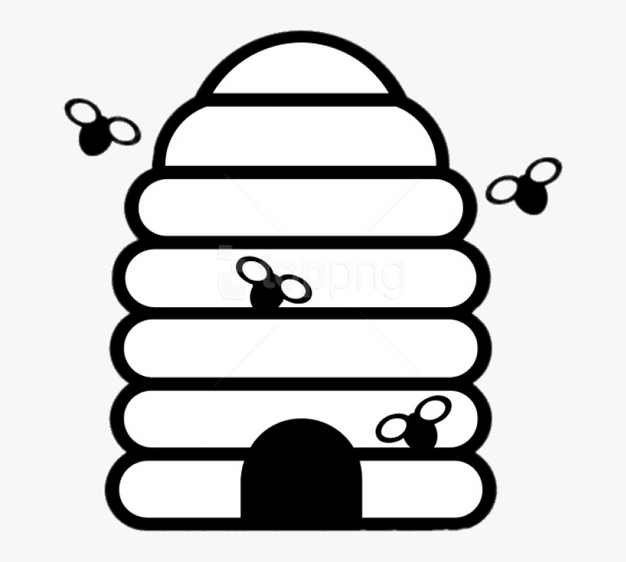 Beehive And Bees Clipart - Hive Black And White, Transparent Clipart