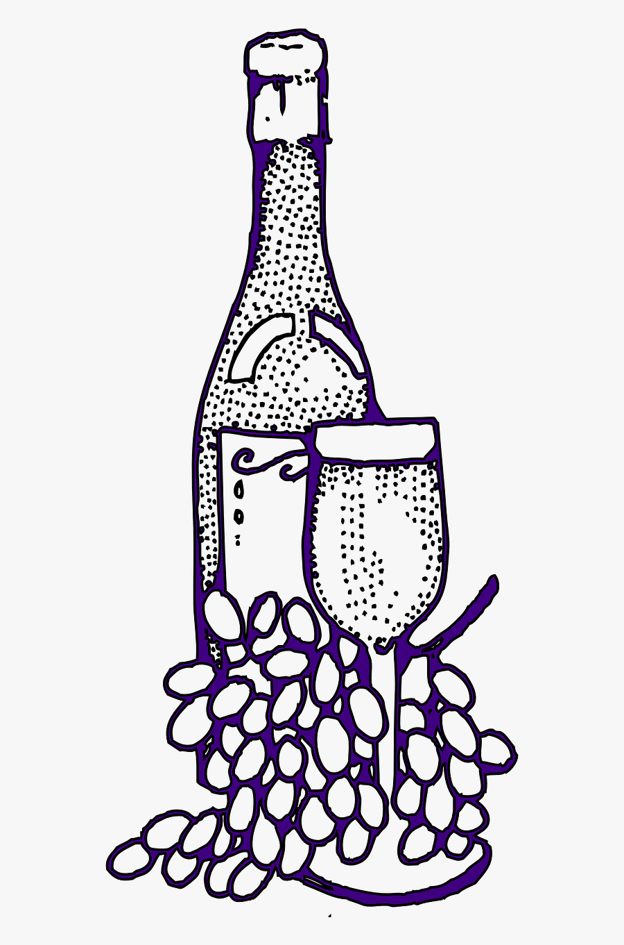 Wine Grapes Glass Bottle Png Image - Black Wine Bottle Clipart Wine, Transparent Clipart