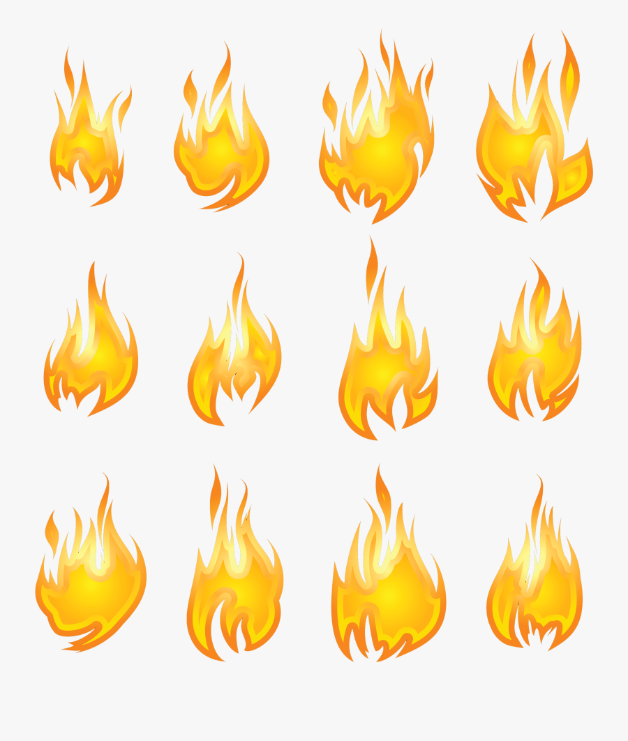 Transparent Flames Set Png Clipart Min - Drawn Fire Png, Transparent Clipart