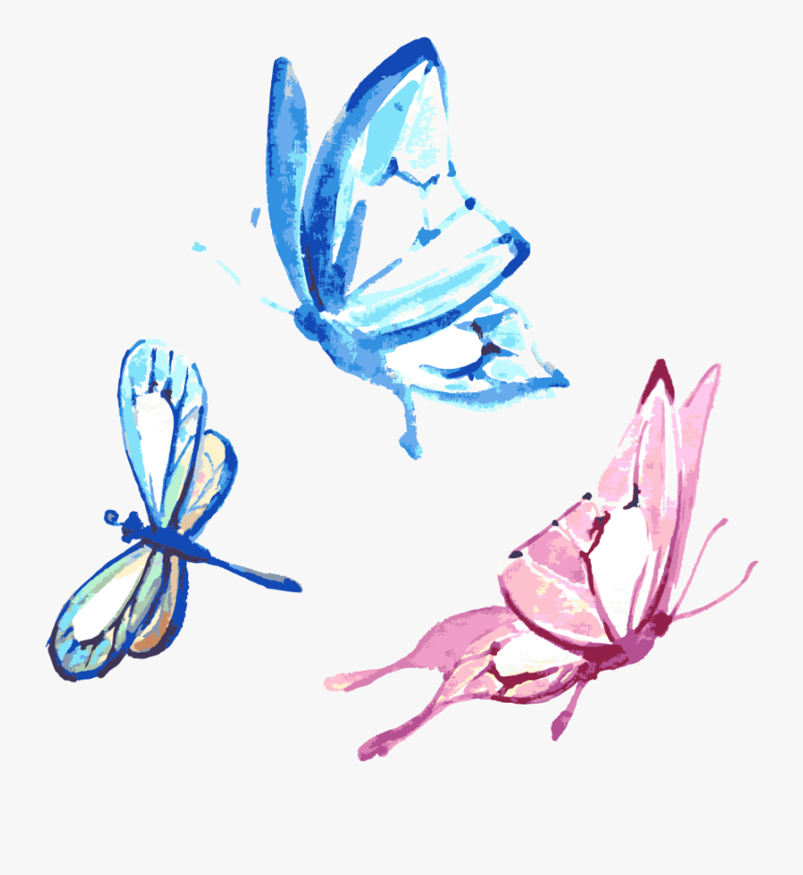 Black And White Library Feather Clipart Butterfly - Watercolor Butterfly Tattoo For Wrist, Transparent Clipart