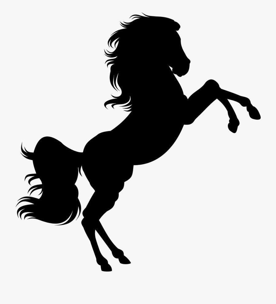 Horse On Two Legs Silhouette - Rearing Horse Silhouette Png, Transparent Clipart
