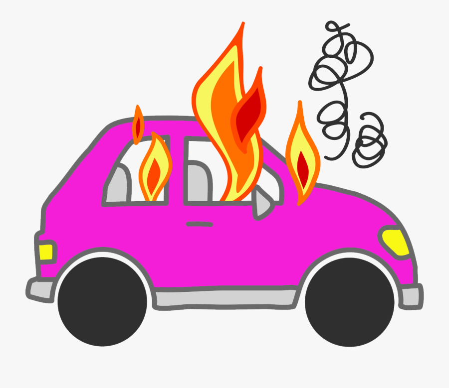 Car Flames Clipart - Transparent Car On Fire, Transparent Clipart