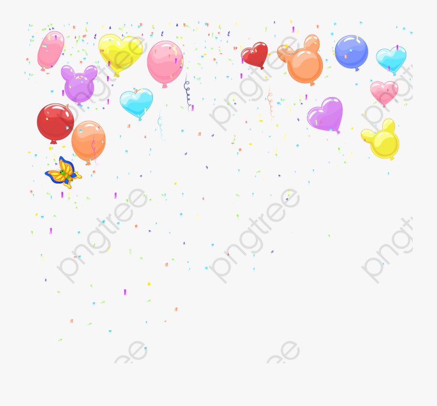 Cartoon Hand Colored Confetti Birthday Balloons, Confetti - Birthday Photo Round Frame Png, Transparent Clipart