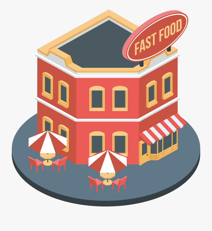 Clip Art Restaurant Building Clipart - Fast Food Isometrique, Transparent Clipart