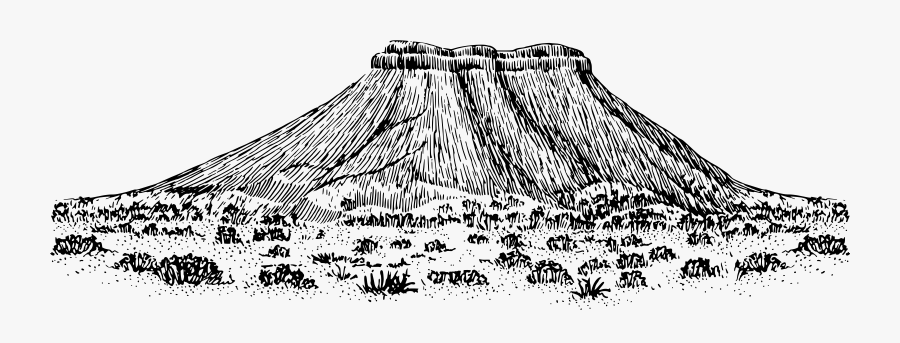 Clip Art Drawing Mountains - Plateau Landform Clipart Black And White, Transparent Clipart