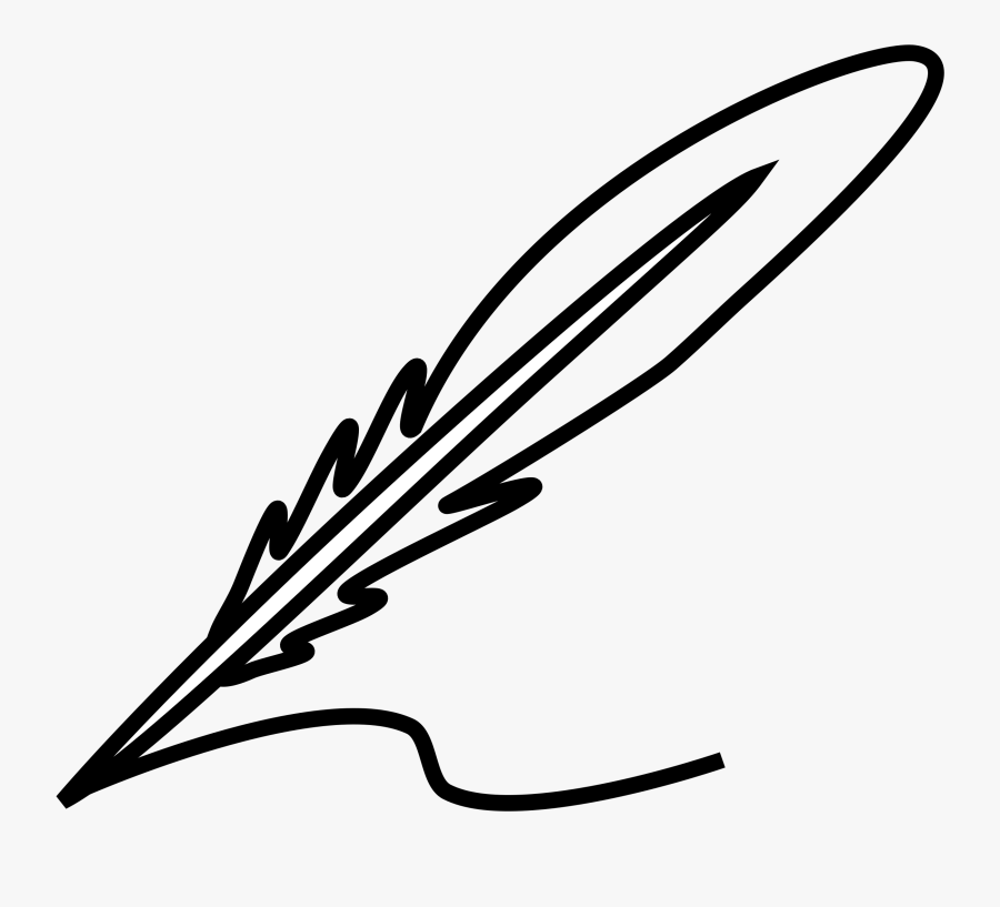 Clipart - Feather Pen Clipart Black And White, Transparent Clipart