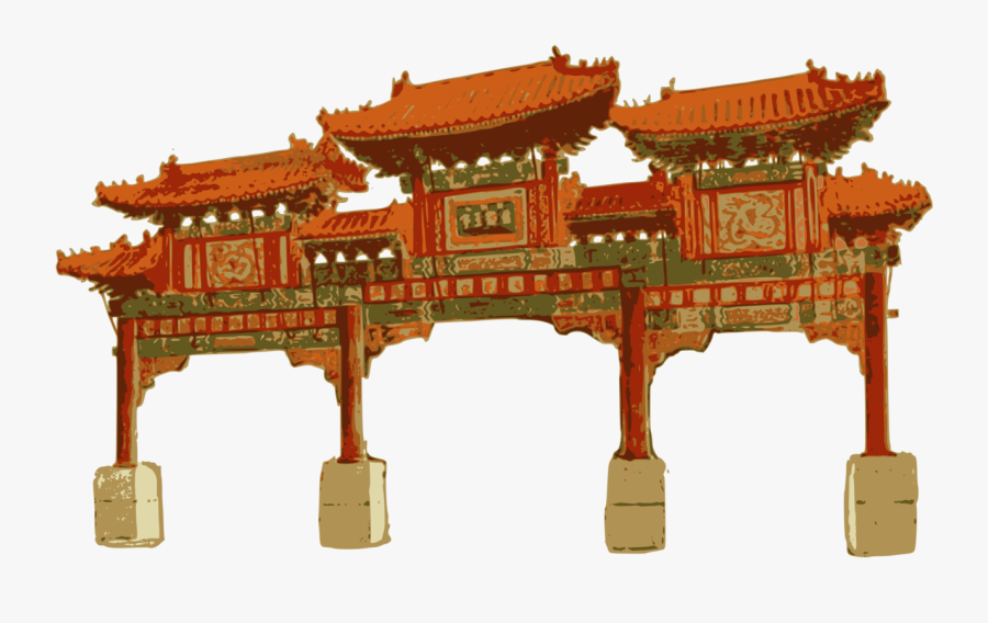 Paifang Language Architecture - Chinatown Gate Vector, Transparent Clipart