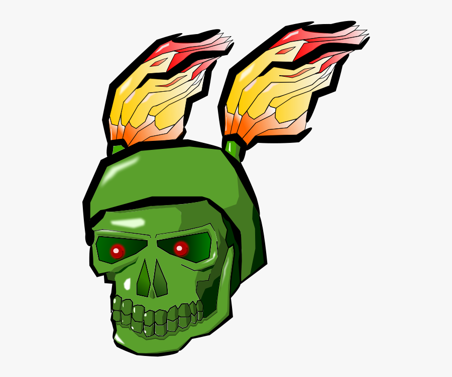 Green Skull With Flames Large 900pixel Clipart, Green - Portable Network Graphics, Transparent Clipart