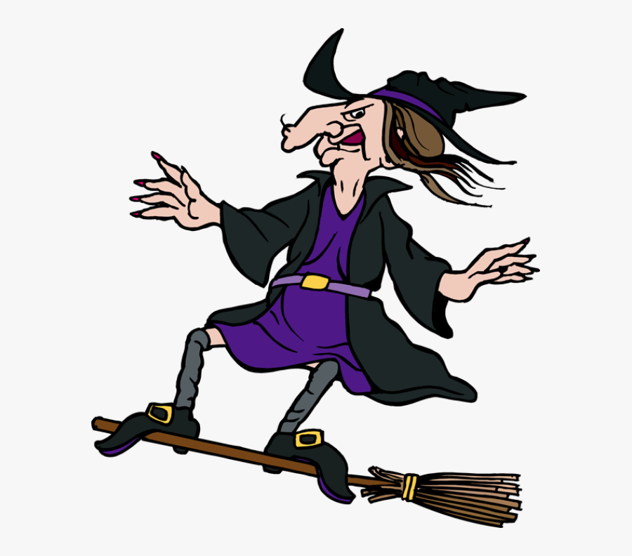 Witch Clipart - Clipart Of Witch On Broomstick, Transparent Clipart