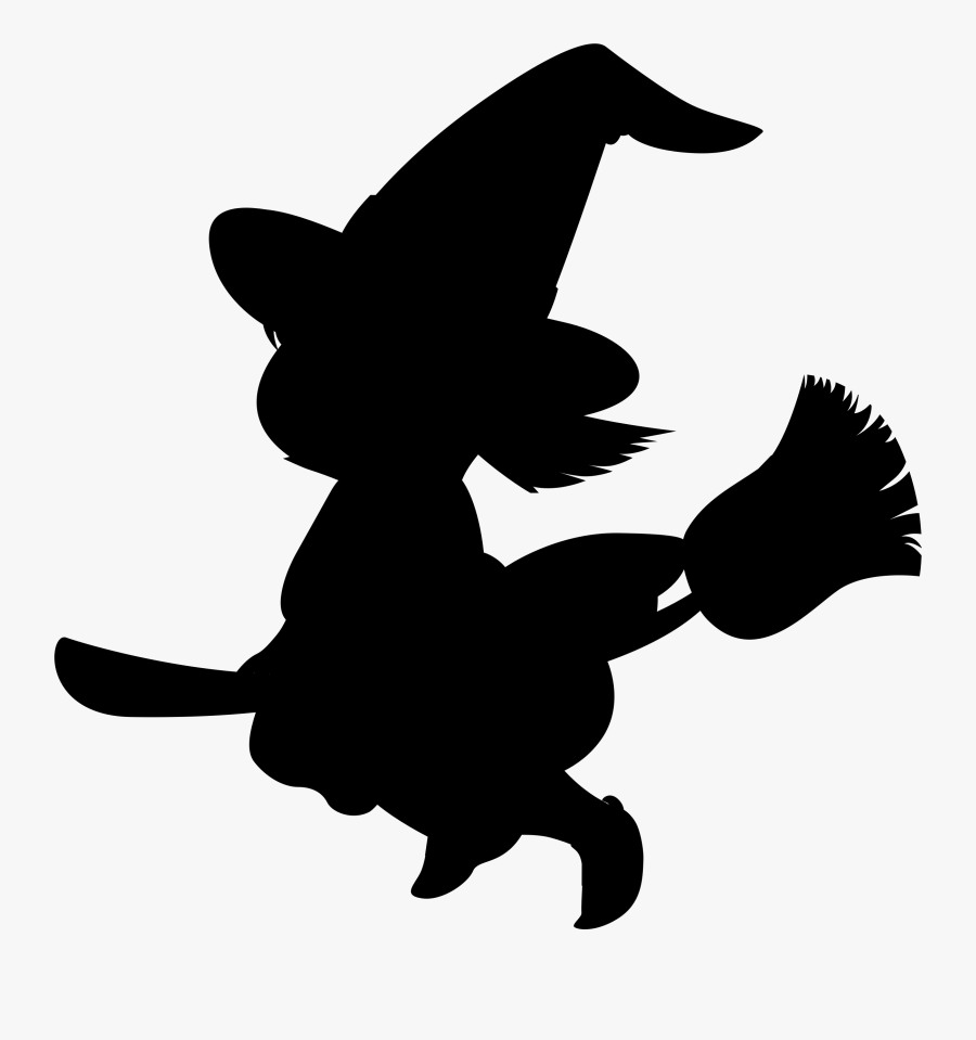 6 Witch Clipart Fans - Baby Witch Silhouette, Transparent Clipart