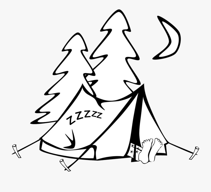 Free Vector Sleeping In A Tent Clip Art - Camp Clipart Black And White, Transparent Clipart