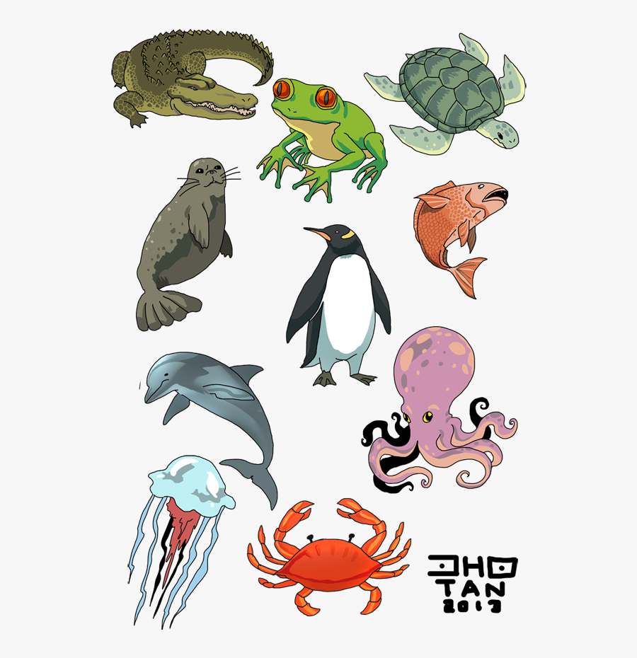 Sea Or Water Animals Cliparts By Jinguj On Clipart - Water Animals, Transparent Clipart