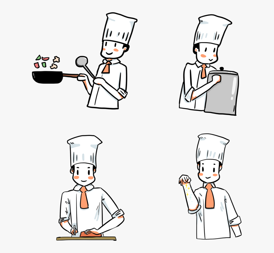 Cartoon Human Cooking In The Kitchen, Transparent Clipart