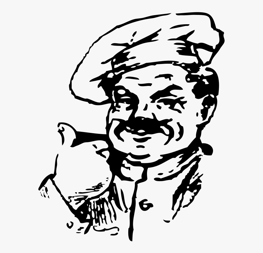 Thumbing Chef - Pizza Chef Clipart Black White, Transparent Clipart