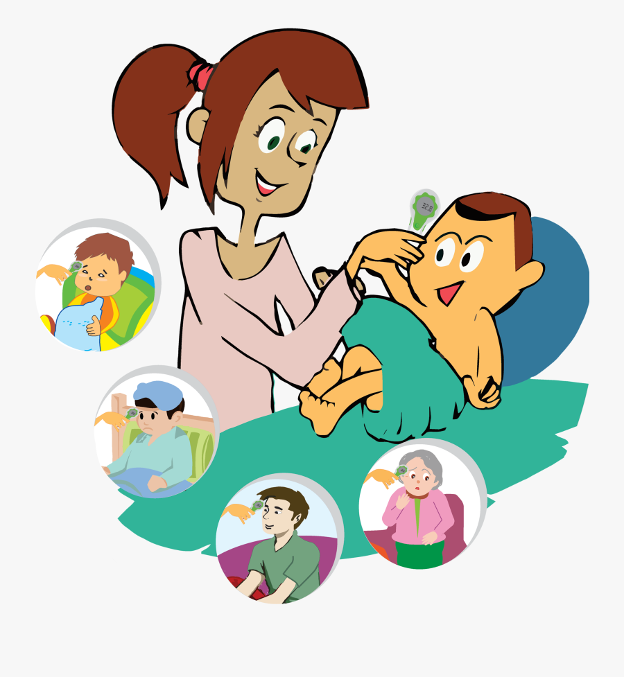 Digital Baby Thermometer Non-contact Forehead Thermometer - Cartoon Mother And Baby, Transparent Clipart