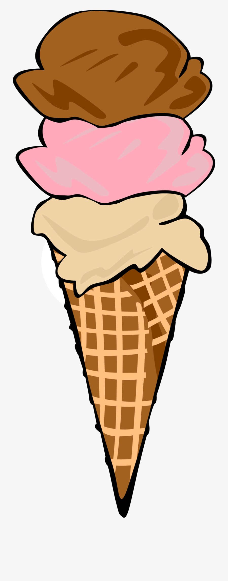 Icecream Cone 3 Scoops, Transparent Clipart