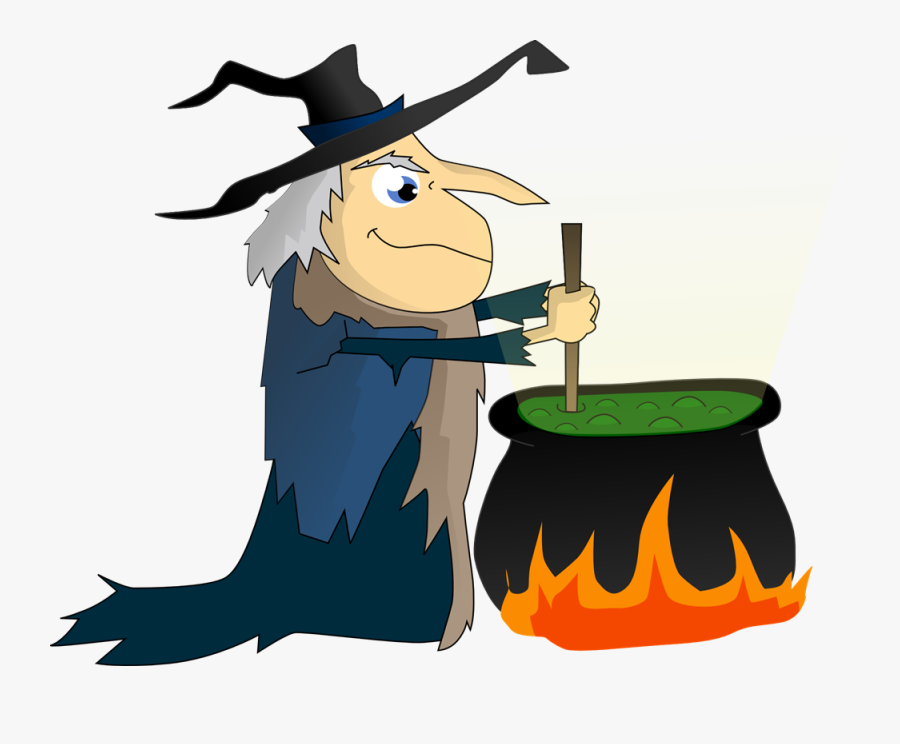 Free Witch Clipart - Witch And Her Cauldron, Transparent Clipart