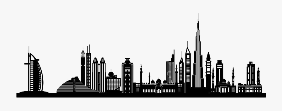 Dubai Silhouette Skyline Clip Art - Vector City Building Png, Transparent Clipart