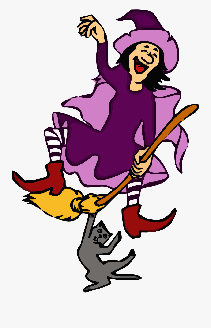 Witch Dancing With Cat Clipart Png - Dancing Witch, Transparent Clipart
