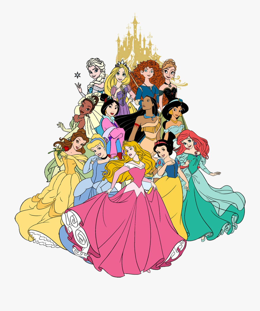 Cinderella Castle Disney Princess Symbols Clipart Collection - Disney Princesses In Front Of Castle, Transparent Clipart
