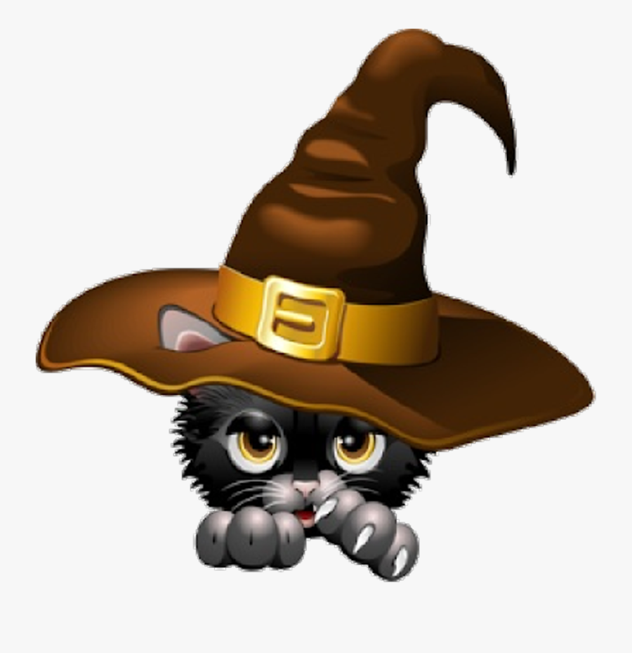 Halloween Black Cat Clipart - Halloween Cat Witch Png, Transparent Clipart