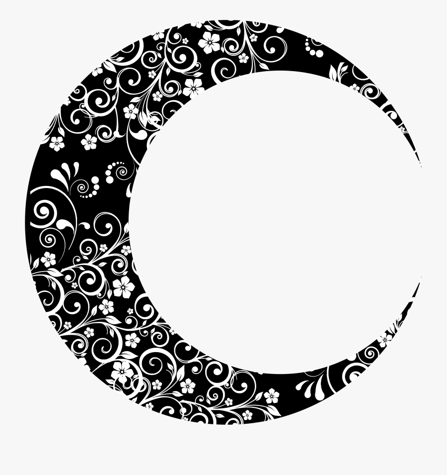 Moon Clipart Floral - Clip Art Crescent Moon, Transparent Clipart