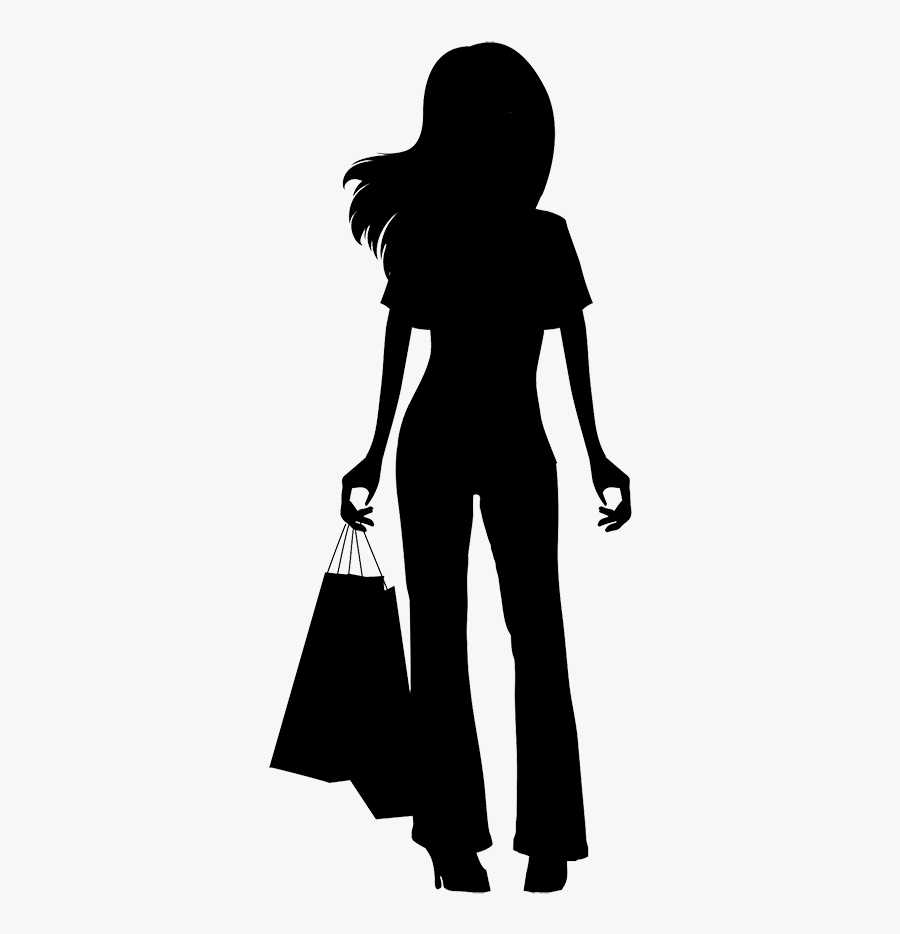 Girl With Shopping Bags Silhouette - Happy Gudi Padwa 2019, Transparent Clipart