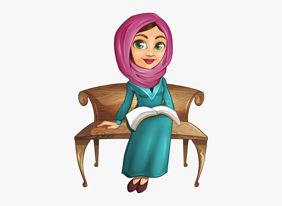 Woman Clipart - Cartoon Muslim Girl Sitting, Transparent Clipart