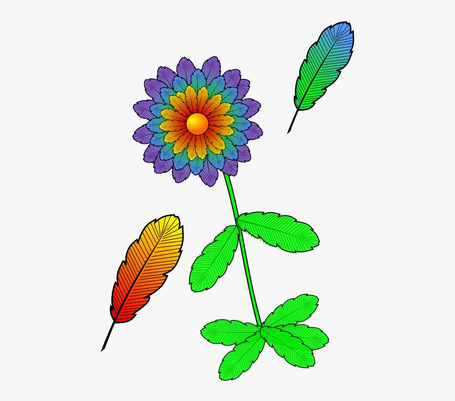 Feather Flower 555px - Clip Art, Transparent Clipart