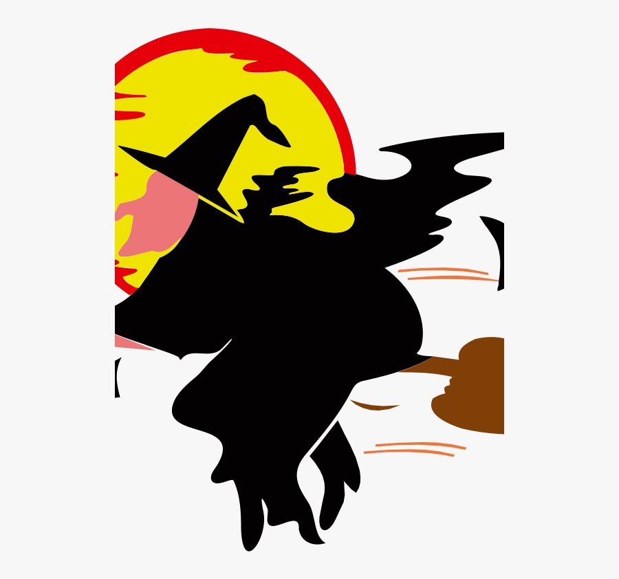 Witch Over Harvest Moon Clip Art - Witch Clip Art, Transparent Clipart