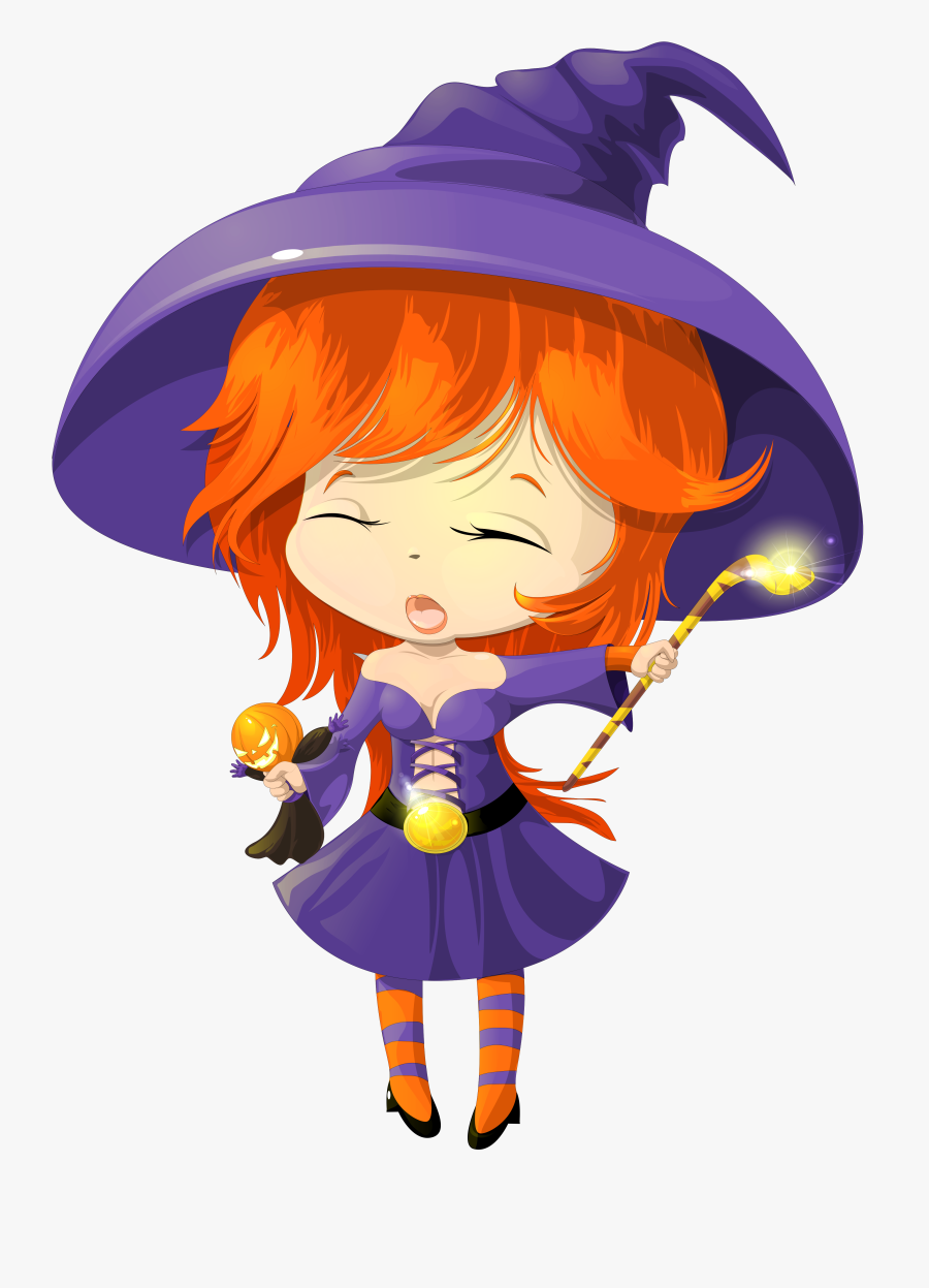 Cute Purple Witch Transparent Clipart M=1410821280 - Cute Witch Cartoon Transparent, Transparent Clipart