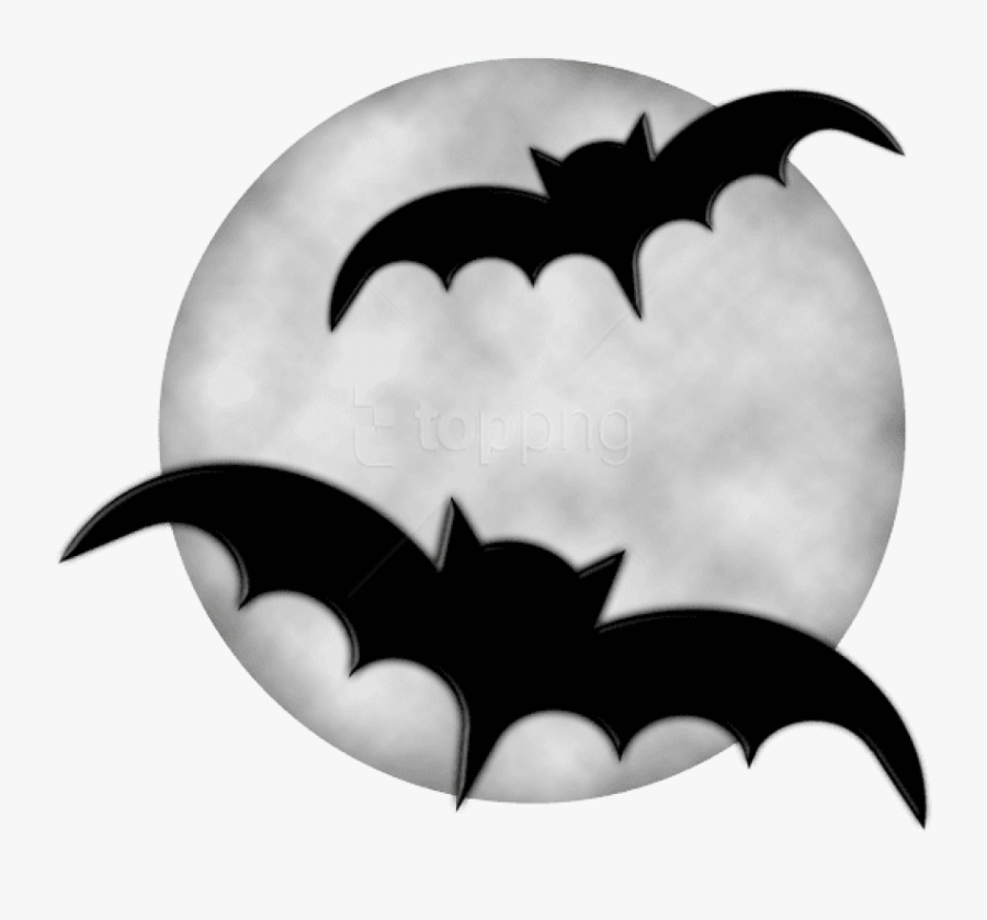 Moon With Bats Halloween Clipart - Halloween Clipart Moon, Transparent Clipart